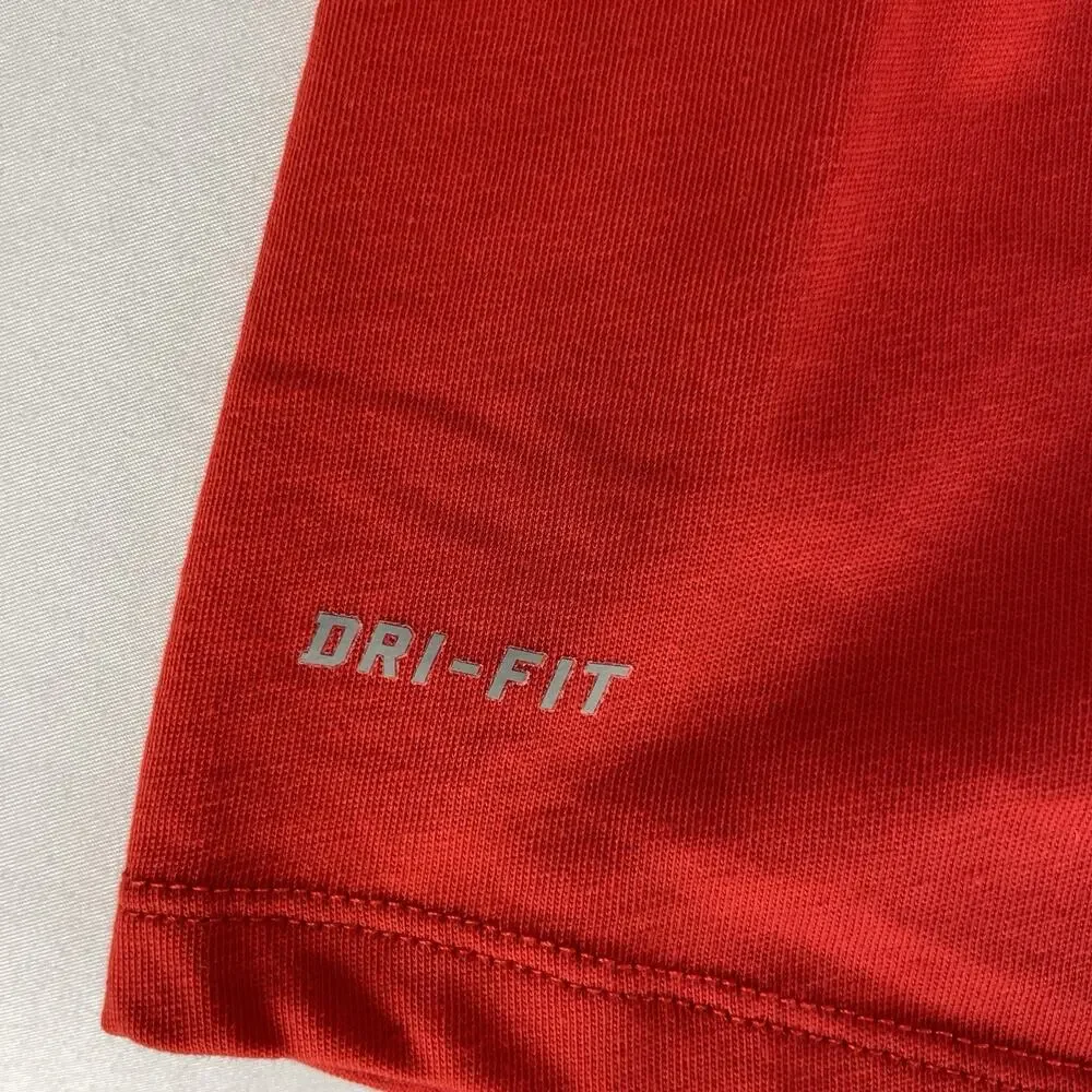 Women’s Red Nike Run Dri Fit Short Sleeve Shirt, Size Large